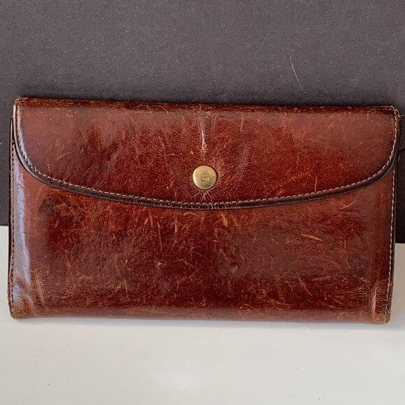 VINTAGE COACH BRITISH TAN BROWN  LEATHER SNAP WALLET WOMENS 1970S CHECKBOOK - Picture 1 of 15